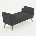 Ver imagem 1 de Puff Recamier Estofado para Quarto Itália 120cm com Pés Palito Bouclê Cinza Escuro - Abmaza