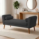 Ver imagem 7 de Puff Recamier Estofado para Quarto Itália 120cm com Pés Palito Bouclê Cinza Escuro - Abmaza