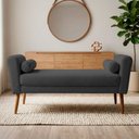 Ver imagem 6 de Puff Recamier Estofado para Quarto Itália 120cm com Pés Palito Bouclê Cinza Escuro - Abmaza