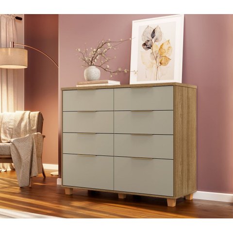 Cômoda Dubai Intense 121cm 6 Gavetas e 2 Gavetões - Nature/fendi Vila Rica