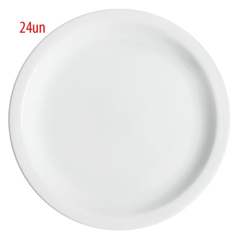 Conjunto de 24 Pratos Rasos de Porcelana Classe Única Iguaçu Germer 25cm Branco