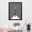 Ver imagem 2 de Quadro Minimalista Bauhaus Cinza - Bicicleta 45x34cm:moldura Preta