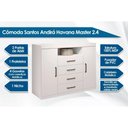 Ver imagem 6 de Quarto Casal Completo 3 Peças (1 Guarda Roupa + 1 Cama + 1 Cômoda) QC03 Branco - Santos Andirá