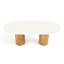 Ver imagem 2 de Mesa de Jantar West 180cm X 100cm 6 Lugares Lâmina Natural de Madeira Off White Vidro
