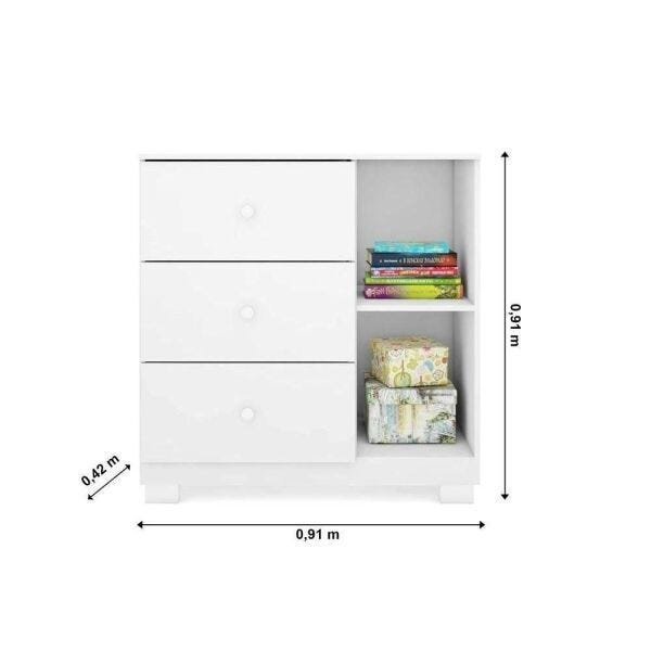 Quarto Infantil Duda com Guarda-Roupa, Cômoda e Berço Ternura Cor Branco Brilho - Phoenix - 5