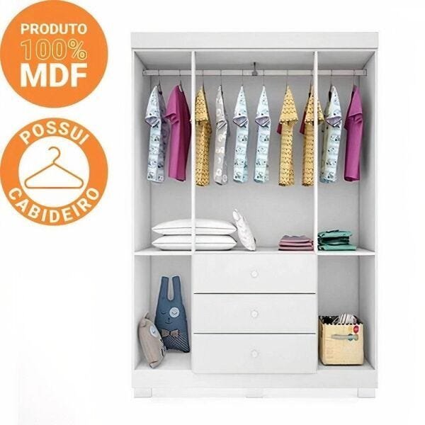 Quarto Infantil Duda com Guarda-Roupa, Cômoda e Berço Ternura Cor Branco Brilho - Phoenix - 4