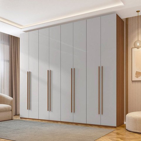 Guarda-Roupa Casal 8 Portas 6 Gavetas Brasil Yescasa Marrom Freijó com Cinza