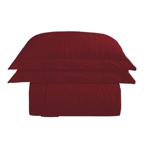 Kit Cobre Leito Colcha Charlote Solteiro 2 Peças Dupla Face Liso Classic - Vermelho - 100% Polié