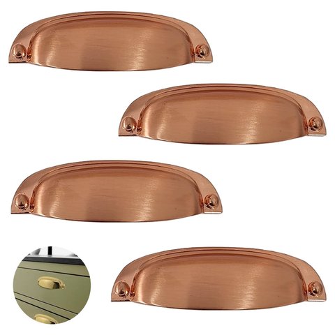 Puxador Concha Cobre Escovado Stilo Gruppa 64mm 4 Unidades