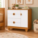 Ver imagem 1 de Cômoda Infantil Apolo 4 Gavetas 1 Porta Sapateira para Quarto Bebê Reller Branco Fosco/Savana