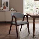 Ver imagem 2 de Kit 6 Cadeiras Valentina Encosto Anatômico Madeira Maciça Castanho em Linho Decorativa Sala - Cinza