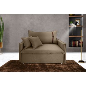 Poltrona Sofá-cama Valence Premium 130cm Softgel D33 - Linho Marrom