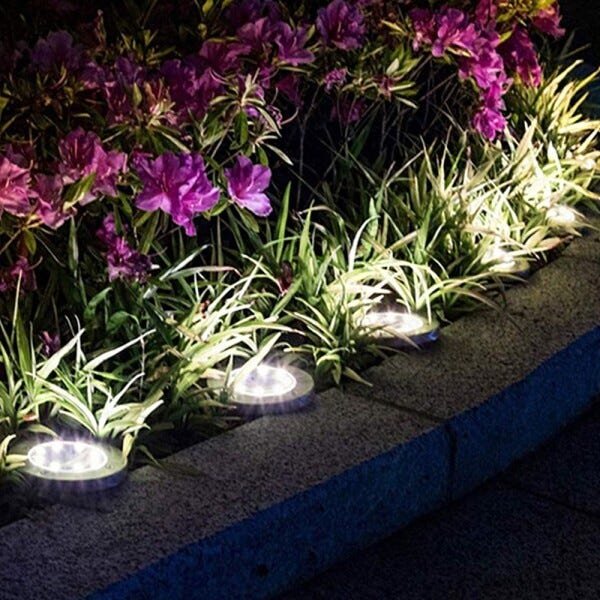 Luminária Solar Spot Jardim 8 LEDs Espeto Grama Kit 4 Uni Iluminaçao Chao Gramado Fazenda - 3