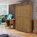 Ver imagem 1 de Conjunto Quarto: Guarda-roupa 3 Portas, Escrivaninha 2 Gavetas Freijó Topázio Madeira Pinus - Finest