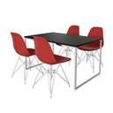 Ver imagem 6 de Mesa Industrial Base Ferro Branco Tampo 137X90 Preto 4 Cadeiras Ferro Branco Assento Vermelho Preto