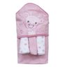 Kit Toalha Bordada Com Capuz E Toalha De Boca Camesa Girafinha Rosa - 1