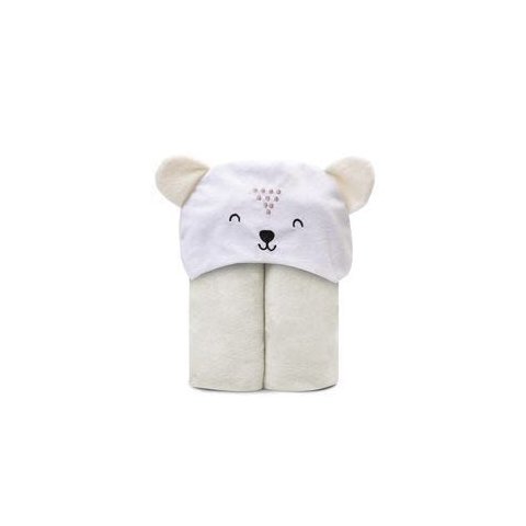 Toalha de Banho Mami Bichus Forrada com Capuz Bordado Papi Bege