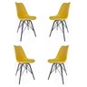 Kit 4 Cadeira Jantar Amarela Saarinen Leda Tower Base Metálica Preta - 1