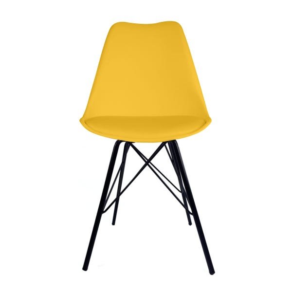 Kit 4 Cadeira Jantar Amarela Saarinen Leda Tower Base Metálica Preta - 2