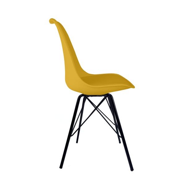 Kit 4 Cadeira Jantar Amarela Saarinen Leda Tower Base Metálica Preta - 3