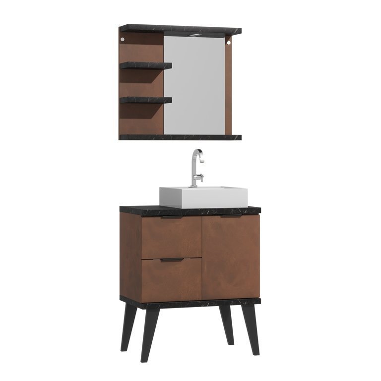 Conjunto de Banheiro Berton Capri 0,65cm Marquina/camelo - 2