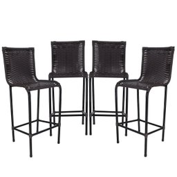 4 Banquetas Diplomata em Fibra Sintética Artesanal e Aço Carbono P/ Bar, Restaurantes, Varanda - Tab - 2