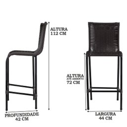 4 Banquetas Diplomata em Fibra Sintética Artesanal e Aço Carbono P/ Bar, Restaurantes, Varanda - Tab - 4