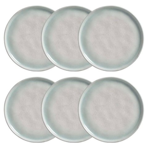 Conjunto 6 Pratos Sobremesa 21cm Bio Mar Cerâmica Stoneware Porto Brasil Mesa Posta