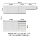 Ver imagem 4 de Armário de Cozinha Completa 100% MDF 260cm Frentes Branco Brilho Acordes Madesa 03