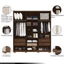 Ver imagem 3 de Guarda Roupa Casal Marlin 6 Portas de Bater 2 com Espelhos 4 Gavetas com Nichos Mdf Nogueira/fendi G