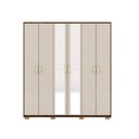 Ver imagem 2 de Guarda Roupa Casal Marlin 6 Portas de Bater 2 com Espelhos 4 Gavetas com Nichos Mdf Nogueira/fendi G