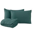 Ver imagem 1 de Kit Cobre Leito Colcha Speciale Casal Matelado Toque Acetinado 400 Fios 3 Peças Verde - 100% Polié