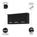 Ver imagem 3 de Armários de Cozinha Aéreo 3 Portas 120cm Kit 2 Honduras Preto - Lumil Lumil Móveis