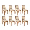 Kit 8 Cadeiras de Madeira Almofadada Sevilha Palha - Mel - 1