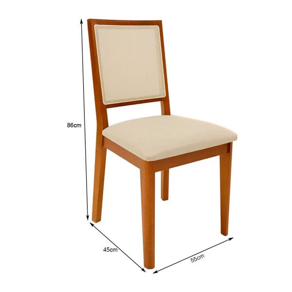 Kit 4 Cadeiras de Madeira Premium Almofadada Palha - Mel - 3