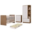 Ver imagem 2 de Dormitório Infantil Labirinto com Guarda Roupa, Cômoda, Berço Rústico/Branco e Colchão Supreme