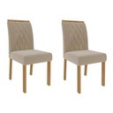 Ver imagem 4 de Kit Conjunto Sala de Jantar Mesa Tampo Mdf Vidro 210 Cm com 8 Cadeiras Marrom Madeira Off White