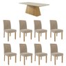 Kit Conjunto Sala de Jantar Mesa Tampo Mdf Vidro 210 Cm com 8 Cadeiras Marrom Madeira Off White - 1