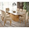Kit Conjunto Sala de Jantar Mesa Tampo Mdf Vidro 210 Cm com 8 Cadeiras Marrom Madeira Off White - 7