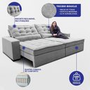 Ver imagem 3 de Sofá Retrátil e Reclinável 2,52m Molas Ensacadas Belle Boucle Cinza Claro Cama Inbox