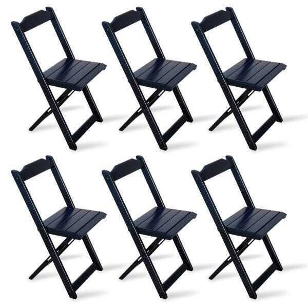 Conjunto De Mesa 1,10x70 E Mesa Aparador Dobrável Com 6 Cadeiras Tarimatã - Preto - 3