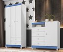 Ver imagem 2 de Kit Guarda Roupa Infantil 3 Portas 2 Gavetas e Cômoda Sapateira 1 Porta 4 Gavetas Branco Flex Azul