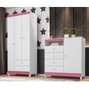 Ver imagem 3 de Kit Guarda Roupa Infantil 3 Portas 2 Gavetas e Cômoda Sapateira 1 Porta 4 Gavetas Branco Flex Azul