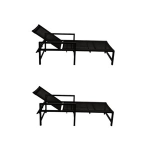 Kit 2 Espreguiçadeiras Camilla Alumínio Tela Sling Cor Preto