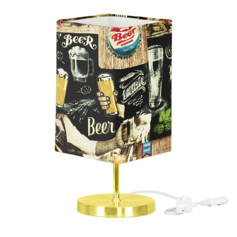 Abajur Eros Quad Bar com Base Redonda Dourado