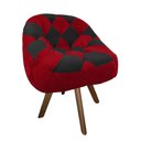 Ver imagem 2 de Poltrona Paloma Escritório Sala Giratória Madeira Suede Vermelho e Suede Preto - Dominic Decor