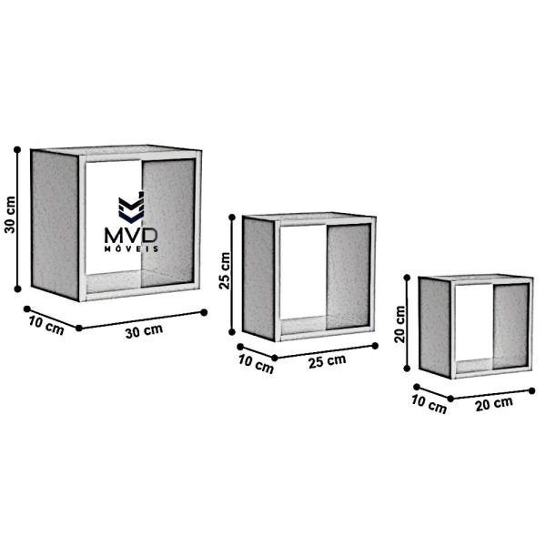 KIT 6 NICHO QUADRADO IMBUIA BRANCO - 5