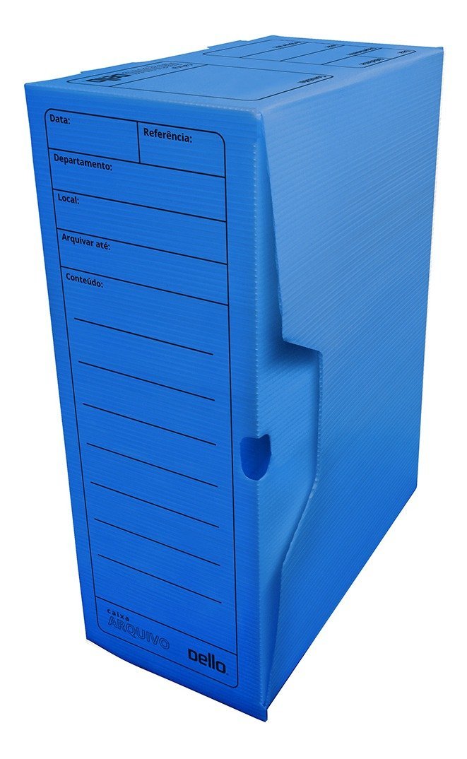 10 Caixa Arquivo Morto Organização Ofício Polionda Plástico - Azul