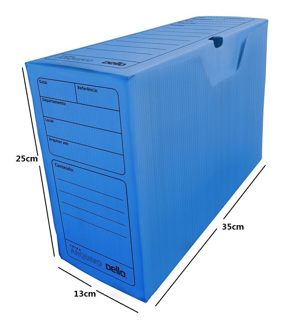 10 Caixa Arquivo Morto Organização Ofício Polionda Plástico - Azul - 2
