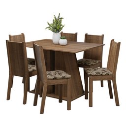 Conjunto Sala de Jantar Mesa Tampo de Madeira 6 Cadeiras Rustic/bege Marrom Sharon Madesa - 2